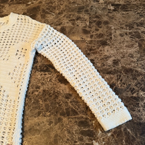 Kenar Sweater Size M Cream 3/4 Sleeve Chunky Stretch Cotton - Picture 7 of 8